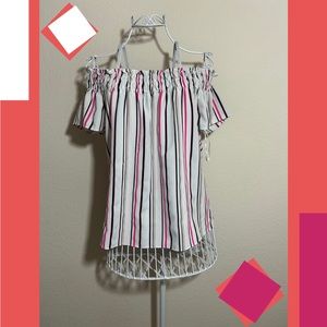 petite medium white house black market off the shoulder top